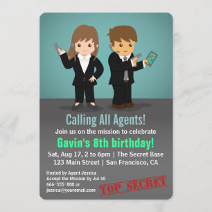 Invitation Fête d'anniversaire d'agent secret d'enfants