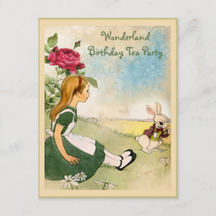 Invitation Fête d'anniversaire d'Alice et White Rabbit Wonder