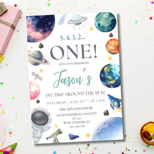 Invitation Fête d'anniversaire dans l'espace Astronaute 1er a