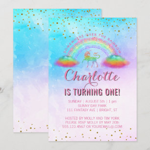 Invitation Fête d'anniversaire d'aquarelle de licorne