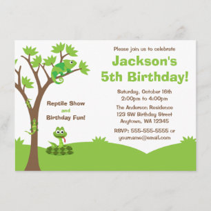 Invitation Fête d'anniversaire d'arbre de reptile