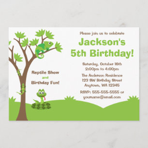 Invitation Fête d'anniversaire d'arbre de reptile