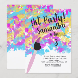 Invitation Fête d'anniversaire d'art abstrait Splash