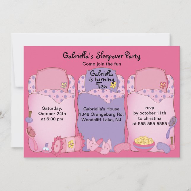 Invitation Fête d'anniversaire d'assoupissement (Devant)