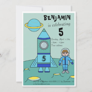 Invitation Fête d'anniversaire d'astronaute sur la Lune pour 