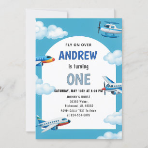 Invitation Fête d'anniversaire d'avion personnalisé pour garç