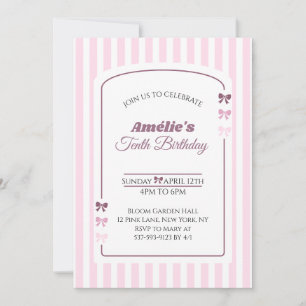 Invitation Fête d'anniversaire de 10 ans fille arc-en-ciel ro