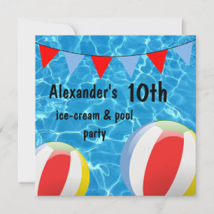 Invitation Fête d'anniversaire de 10 ans pour garçon avec gla