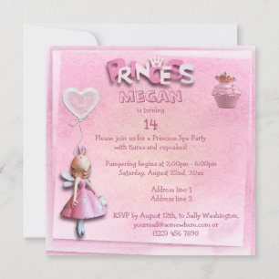 Invitation Fête d'anniversaire de 14 ans de la Princesse Rose