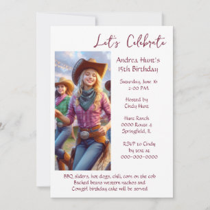 Invitation Fête d'anniversaire de 15 ans pour adolescente 