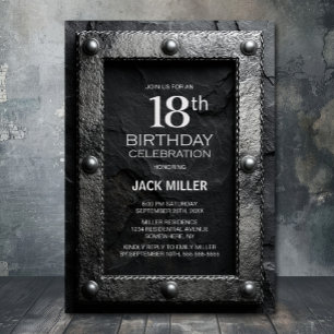 Invitation Fête d'anniversaire de 18 ans sur cadre argenté et