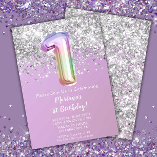 Invitation Fête d'anniversaire de 1 an de la fille aux paille