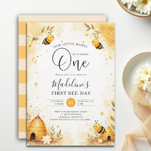 Invitation Fête d'anniversaire de 1 an de la petite abeille à