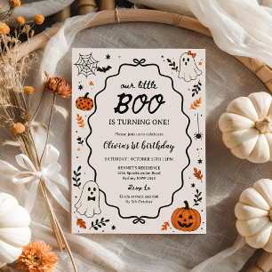 Invitation Fête d'anniversaire de 1 an Halloween Little Boo G