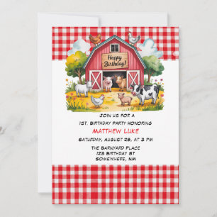 Invitation Fête d'anniversaire de 1 an pour garçon avec les a