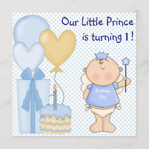 Invitation Fête d'anniversaire de 1 an pour garçon Petit Prin