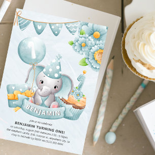 Invitation Fête d'anniversaire de 1 an pour un adorable garço