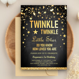Invitation Fête d'anniversaire de 1 an Twinkle Twinkle Little