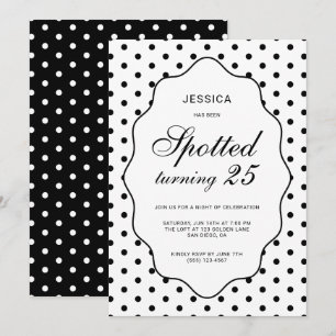 Invitation Fête d'anniversaire de 25 ans chic à pois