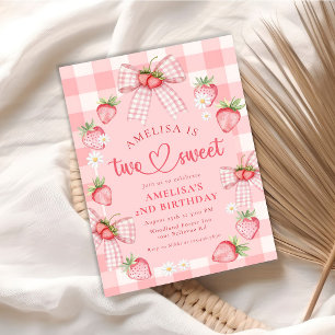 Invitation Fête d'anniversaire de 2 ans Strawberry Two Sweet