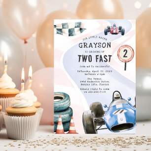 Invitation Fête d'anniversaire de 2 ans sur le thème des voit