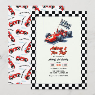 Invitation Fête d'anniversaire de 2 ans Two Fast Race Car