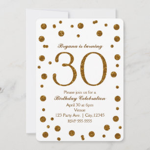 Invitation Fête d'anniversaire de 30 ans 30 ans paillettes bl