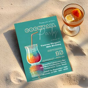 Invitation Fête d'anniversaire de 30 ans au cocktail tropical