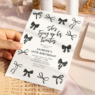 Invitation Fête d'anniversaire de 30 ans avec un nœud noir