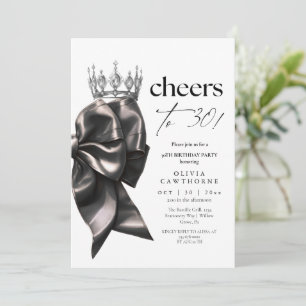 Invitation Fête d'anniversaire de 30 ans Black Bow