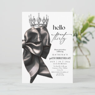 Invitation Fête d'anniversaire de 30 ans Black Bow