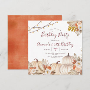Invitation Fête d'anniversaire de 30 ans de citrouille Boho h