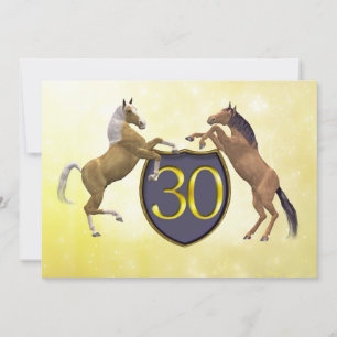Invitation fête d'anniversaire de 30 ans élevant des chevaux