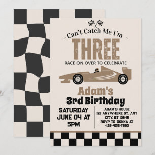 Invitation Fête d'anniversaire de 3 ans pour garçon de voitur