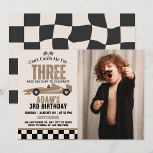 Invitation Fête d'anniversaire de 3 ans pour garçon de voitur