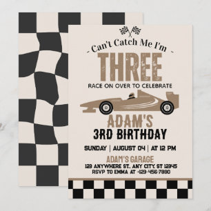 Invitation Fête d'anniversaire de 3 ans pour garçon de voitur