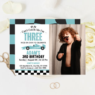 Invitation Fête d'anniversaire de 3 ans pour garçon de voitur