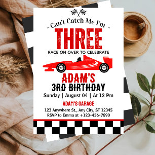 Invitation Fête d'anniversaire de 3 ans pour garçon de voitur