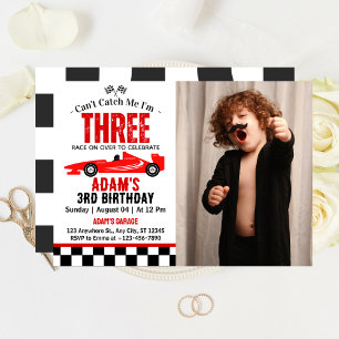 Invitation Fête d'anniversaire de 3 ans pour garçon de voitur
