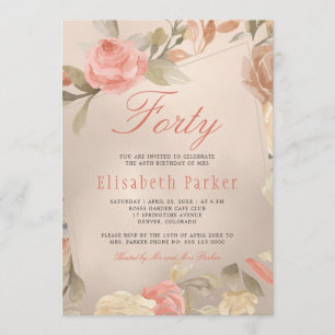Invitation Fête d'anniversaire de 40 ans aux coraux floraux d