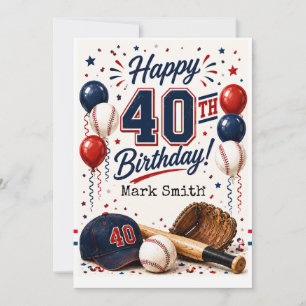Invitation Fête d'anniversaire de 40 ans de baseball
