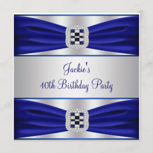 Invitation Fête d'anniversaire de 40 ans Diamant Saphir Bleu