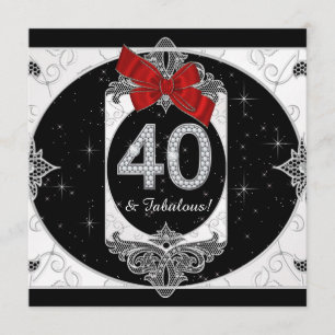 Invitation Fête d'anniversaire de 40 ans d'une femme rouge et