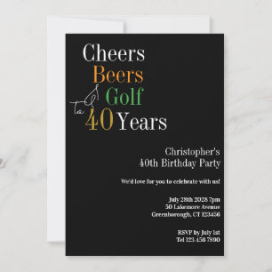 Invitation Fête d'anniversaire de 40 ans Golf Cheers Bières