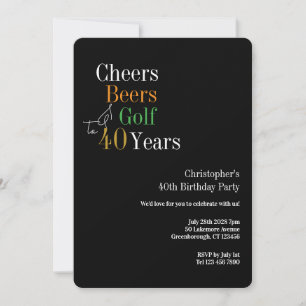 Invitation Fête d'anniversaire de 40 ans Golf Cheers Bières