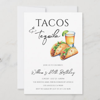 Invitation Fête d'anniversaire de 40 ans Tacos et Tequila Mar