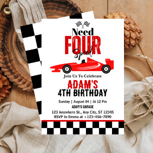 Invitation Fête d'anniversaire de 4 ans pour garçon Need Four