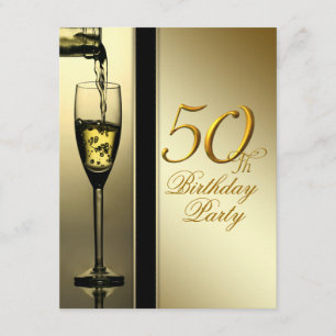 Invitation Fête d'anniversaire de 50 ans au Champagne Doré Él
