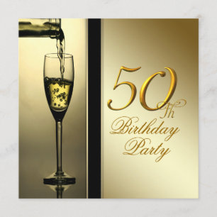 Invitation Fête d'anniversaire de 50 ans au Champagne Doré Él