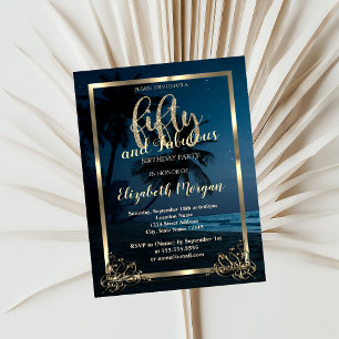Invitation Fête d'anniversaire de 50 ans Beach Sunset à cadre